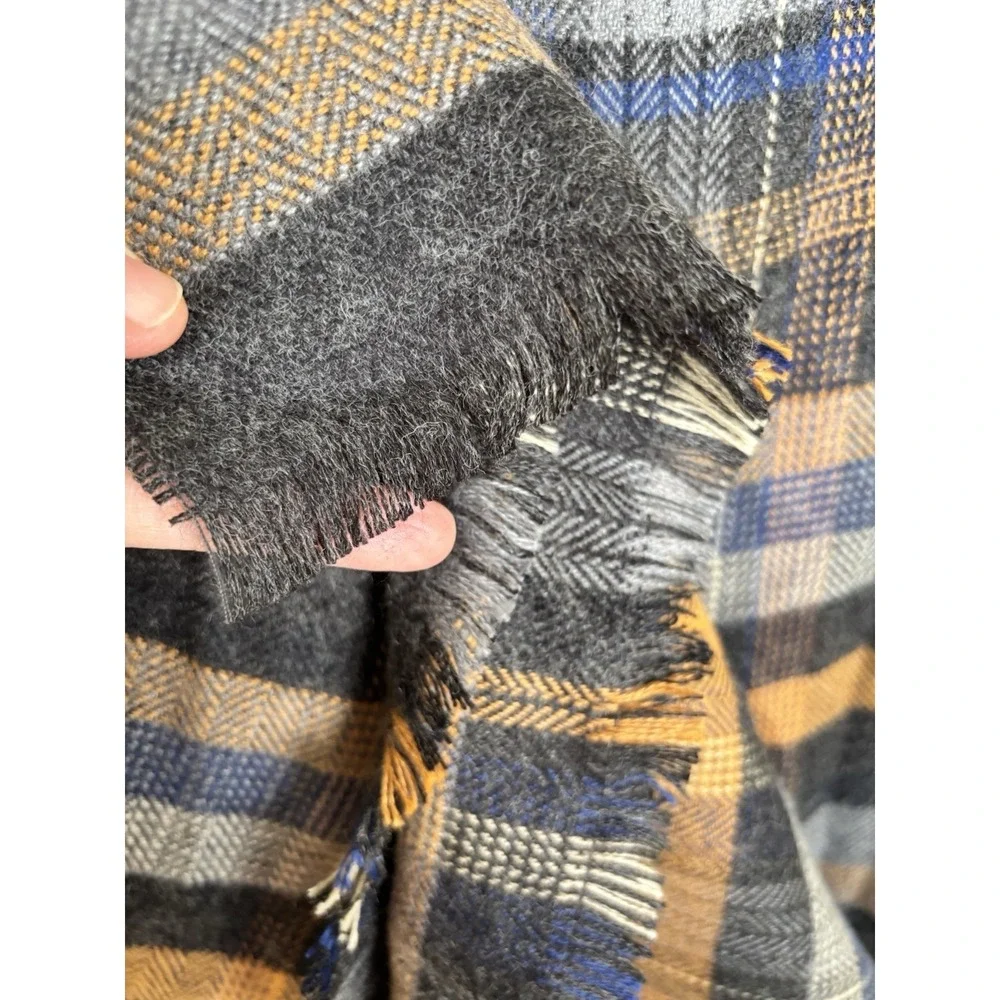 Johnston & Murphy Men's Gray Gold Plaid Wool Blend Scarf 37